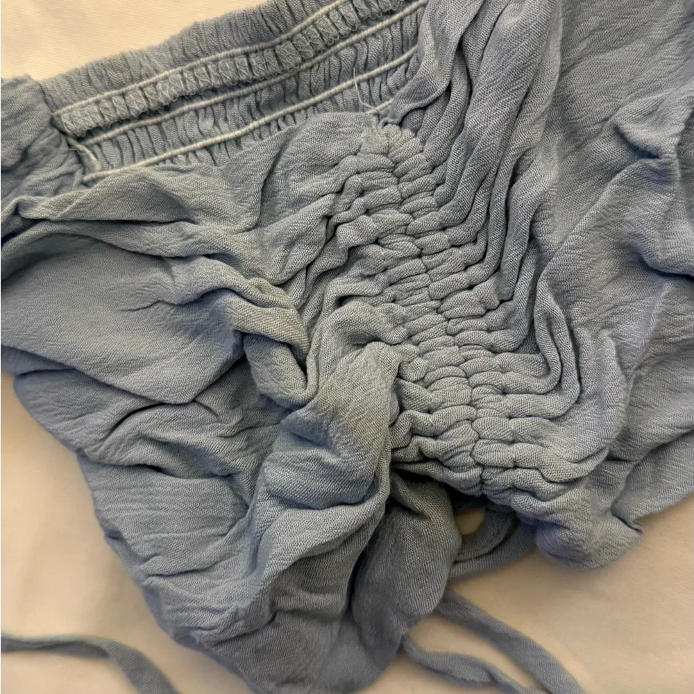 Light Blue Ruched Crop Top - Picture 3 of 4